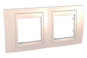 Рамка 2-постовая горизонтальная (бежевый) Unica Хамелеон Schneider Electric. Вид 1