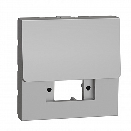Лицевая панель оптоволоконная, простая, 2 мод., SC/SC APC (алюминий) Unica New Schneider Electric. Вид 1