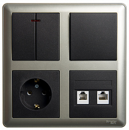 Коробка 4-постовая, подъемная для наружного монтажа с рамкой (шампань) Wessen 59 Schneider Electric. Вид 1