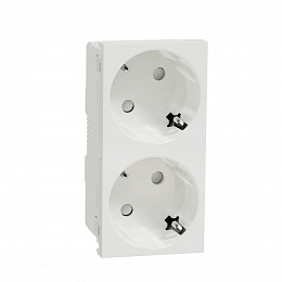 Розетка 2х(2К+З) 45гр, шторки, безвинтовые клеммы (белый) Unica Modular Schneider Electric. Вид 1