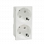 Розетка 2х(2К+З) 45гр, шторки, безвинтовые клеммы (белый) Unica Modular Schneider Electric. Вид 1.