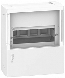 Бокс 1ряд/4 мод. навесной IP40 белый с дымчатой дверью, с клеммниками Schneider Electric. Вид 1
