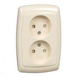 Розетка двойная без заземления со штороками, С/У 16а,250В(слоновая кость) Рондо Systeme Electric. Вид 1