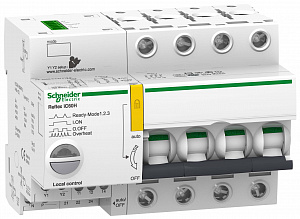 iC60N 4P 40A Автоматический выключатель 4-полюсный, 40А, 6kA (хар-ка С) Reflex Ti24 Schneider Electric. Вид 1