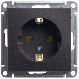 Розетка с заземлением без шторок, 16А, механизм (черный бархат) Wessen 59 Systeme Electric. Вид 1