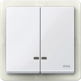 Клавиша двойная с окошком для световой индикации IP44, sm (активный белый) Merten Schneider Electric. Вид 1
