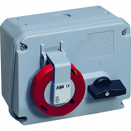 332 MHS3W Розетка с выключателем и механической блокировкой 332MHS3W, 32A, 3P+E, IP67, 3ч ABB. Вид 1