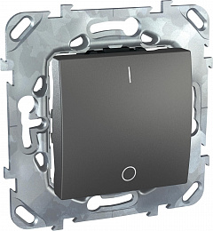 Выключатель 1-клавишный, двухполюсный,винт. клеммы, сх.2,16а,250в (графит) Unica Top Schneider Electric. Вид 1