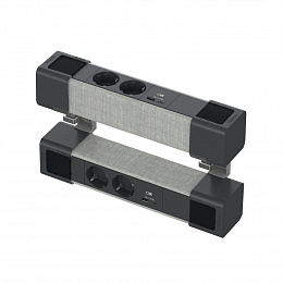 Блок двойной на струбцинах 2х(2хроз.+2usb a/c) (антрацит/серая ткань) Unica System+ Schneider Electric. Вид 1