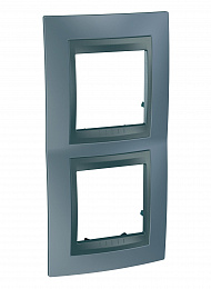 Рамка 2-постовая вертикальная (графит/грэй) Unica Top Schneider Electric. Вид 1