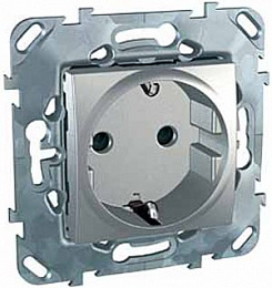 Розетка без заземления, со шторками, 16 а (алюминий) Unica Top Schneider Electric. Вид 1