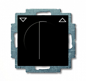 2713 UCDR-95-5 Механизм выключателя жалюзи повортоный, с накладкой, с ручкой, с фиксацией, 1P+N+E, серия Basic 55, цвет ch?teau-black ABB. Вид 1