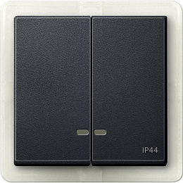 Клавиша двойная с окошком для световой индикации IP44, sm (антрацит) Merten Schneider Electric. Вид 1