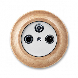 5011K-C00403 50 Розетка TV-R-SAT, единственная белый фарфор / натуральное дерево бук Decento ABB. Вид 1