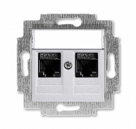5014H-A61018 70W Розетка компьютерная, 2хRJ45 кат.6, Levit, серебро ABB. Вид 1