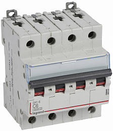 DX3-E Автоматический выключатель 4-полюсный 6A 6kA (хар-ка C) Legrand. Вид 1