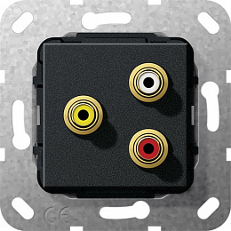 Розетка 2xRCA+композитный (черный) System 55 Gira. Вид 1