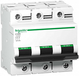 C120N 3P 63A Автоматический выключатель 3-полюсный, 63А, 10кА (хар-ка C) Schneider Electric. Вид 1
