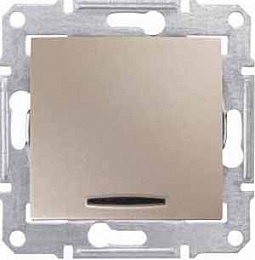 Переключатель 1-клавишный, с красной инд., сх. 6, 10а, 250В (титан) Sedna Schneider Electric. Вид 1
