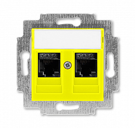 5014H-A61018 64W Розетка компьютерная, 2хRJ45 кат.6, Levit, жёлтый ABB. Вид 1