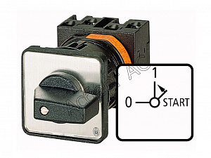 22248 T0-1-15511/EZ Переключатель управления, 2-полюсный, 12A, Пол. 0-1 < START, 90 °, 48х48 мм, пер. креп. в отверстие 22мм Eaton. Вид 1