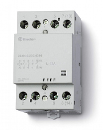 Модульный контактор 63А 2НО+2НЗ, 230В AC/DC, опции: мех.индикатор Finder. Вид 1