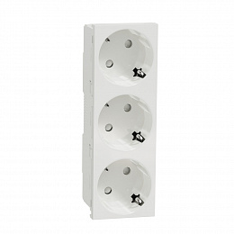 Розетка 3х(2К+З) 45гр, шторки, безвинтовые клеммы (белый) Unica Modular  Schneider Electric. Вид 1