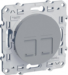 Розетка RJ45 двойная, infraplus, неэкранированный кабель, кат.5е (алюминий) Odace Schneider Electric. Вид 1
