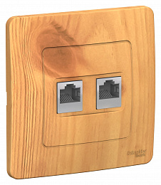 Розетка двойная, С/У: комп.RJ45, кат.5e + телефон. RJ11 (ясень) Blanca Systeme Electric. Вид 1
