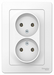 Розетка двойная, без заземления, без шторок, С/У, 16А, 250В (белый) Blanca Systeme Electric. Вид 1