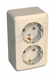 Розетка двойная с заземлением, О/У, 16А, 250В (кремовый) Этюд Systeme Electric. Вид 1