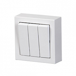 10631A-84 Выключатель трехклавишный, накладного монтажа, Impressivo, белый ABB. Вид 1