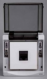 Розетка RJ45, кат. 5, utp, о/у, в сборе IP55 (серый) Mureva Schneider Electric. Вид 1