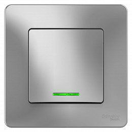 Переключатель 1-клавишный, С/У, (cх.6) с подсв., 10а,250b (алюминий) Blanca Systeme Electric. Вид 1
