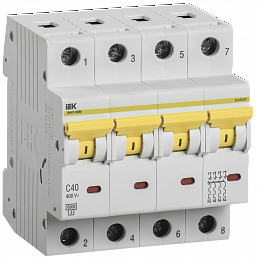 ВА47-60М Автоматический выключатель 4-полюсный, 40А, 6kA (хар-ка C) ИЭК. Вид 1