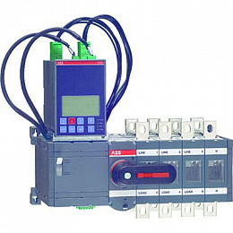 OTM200E4C8D230C Реверсивный рубильник 4-пол. 200А с моторным приводом 230ВAC, с блоком АВР OMD800 (с ручкой) ABB. Вид 1