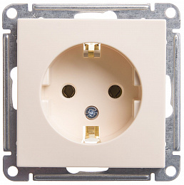 Розетка с заземлением без шторок, 16А, механизм (слоновая кость) Wessen 59 Systeme Electric. Вид 1