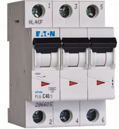 293164 PL4-C40/3 Автоматический выключатель 3-полюсный, 40А, 4.5kA (хар-ка C) Eaton. Вид 1