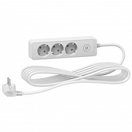Удлинитель 3 розетки 2к+з, кабель 5м (белый) Unica Extend Schneider Electric. Вид 1