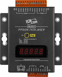 Программируемый сервер устройств, 3xRS-232, 1xRS-485, Power over Ethernet, Modbus, LED-дисплей, металлический корпус ICP DAS. Вид 1