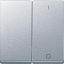 Клавиша двойная с Пиктограммами "вкл."и"откл.", sm (алюминий) Merten Schneider Electric. Вид 1.