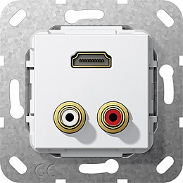 Розетка HDMI+2xRCA (белый) System 55 Gira. Вид 1