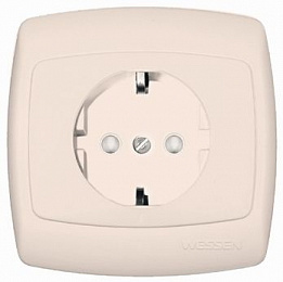 Розетка 2К+З со шторками, С/У, 16а, 250В (слоновая кость) Рондо Systeme Electric. Вид 1