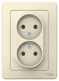 Розетка двойная, без заземления, без шторок, С/У, 16А, 250В (молочный) Blanca Systeme Electric. Вид 1