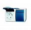 20/2 EW-53-500 Розетка SCHUKO 16А 250В IP44, двойная, горизонтальная, для открытого монтажа, серия ocean, цвет серый/сине-зелёный ABB. Вид 1.