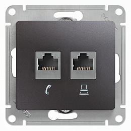 Розетка двойная RJ11+RJ45, кат.5e,механизм (графит) Glossa Systeme Electric. Вид 1