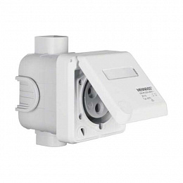 Розетка CEE, с 3 полюсами, 32 А, с откидной крышкой, с/у Berker. Вид 1