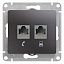 Розетка двойная RJ11+RJ45, кат.5e,механизм (графит) Glossa Systeme Electric. Вид 1.