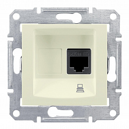 Розетка компьют., RJ45, одиноч.,кат. 6, неэкран. utp, с пруж. заж (бежевый) Sedna Schneider Electric. Вид 1