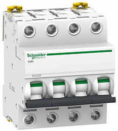 iC60L 4P 10А Автоматический выключатель 4-полюсный, 10А, 15кА (хар-ка С) Schneider Electric. Вид 1